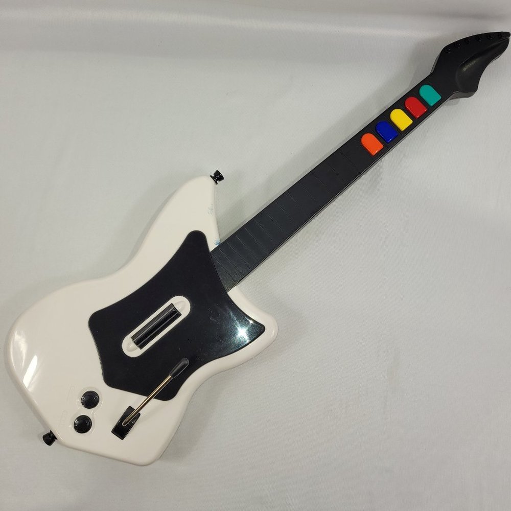 PS2 Guitar Hero & Rockband Wireless White Guitar NO DONGLE